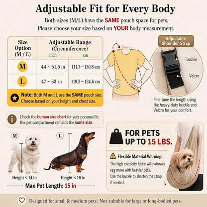 🐾Dog & Cat Sling Carrier - Adjustable Padded Shoulder,Portable Buckle-Snap-Safety Rope Hook-Loop Design