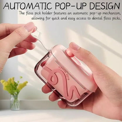 Portable Pop-Up Toothpick Dispenser - Travel-Sized Refillable Storage Case