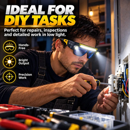💡 3-in-1 LED Light-Up Safety Glasses | Hands-Free Work Light