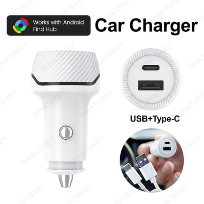 2-in-1 Car Charger & GPS Tracker (30W Fast Charge, USB-C Port)