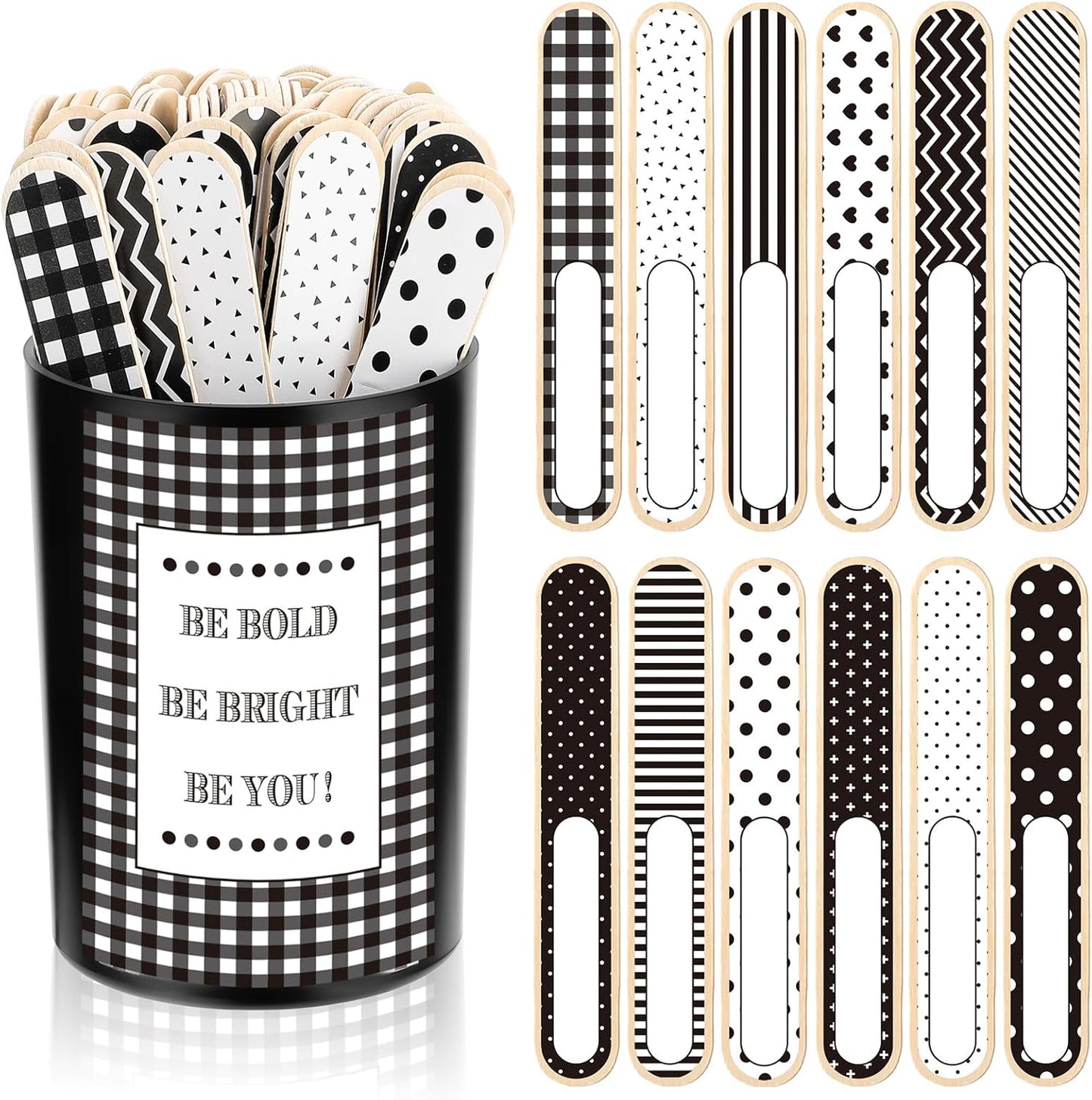 121 Pcs Back to School Teacher Gift Flip Name Sticks Set with Storage Cup