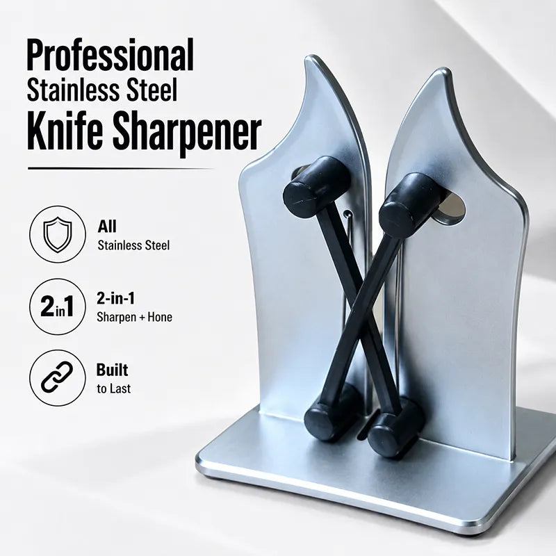 Professional Stainless Steel Knife Sharpener – Fast Sharpening for Smooth, Wavy & Micro-Tooth Blades, Adjustable 16°-32°