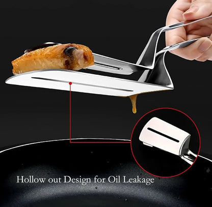 🔥3-in-1 Stainless Steel Kitchen Tongs, BBQ Grill Tongs with Flipper & Turner