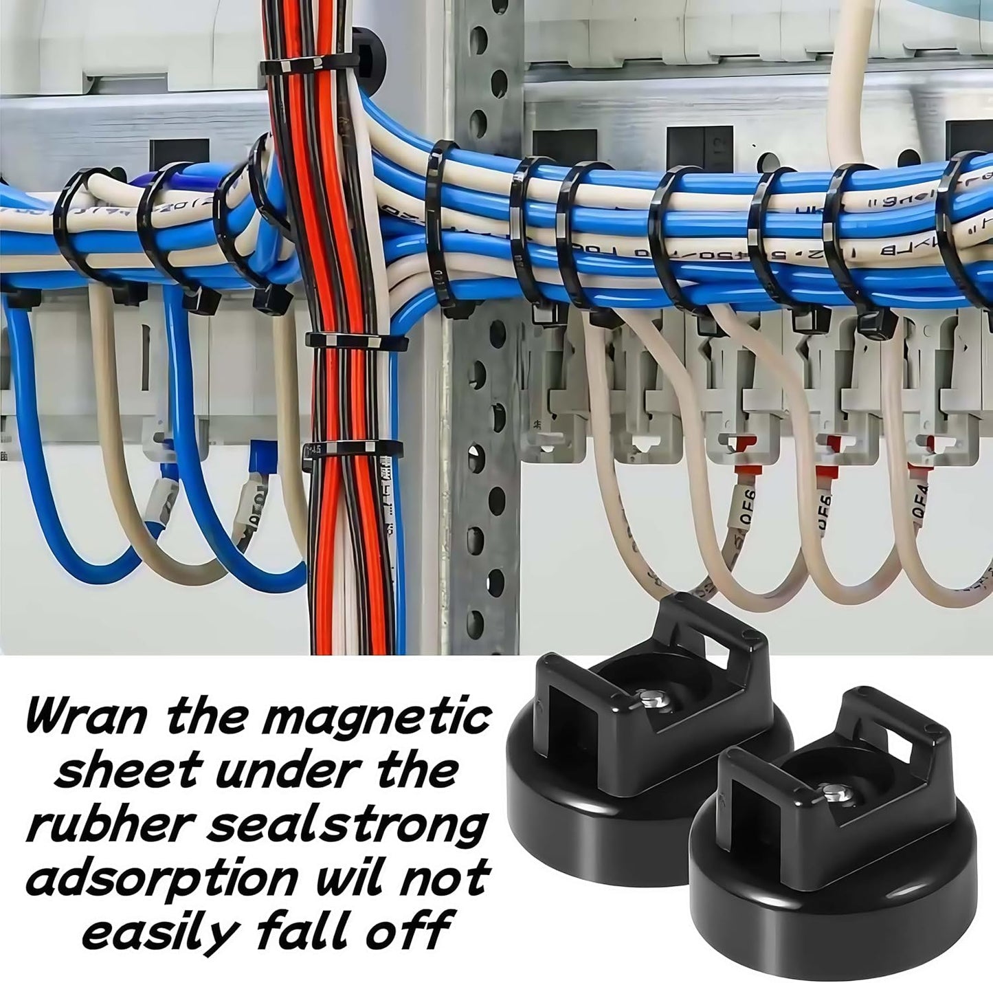 🧲 12 Pack Heavy Duty Magnetic Zip Tie Mounts for Cable Management