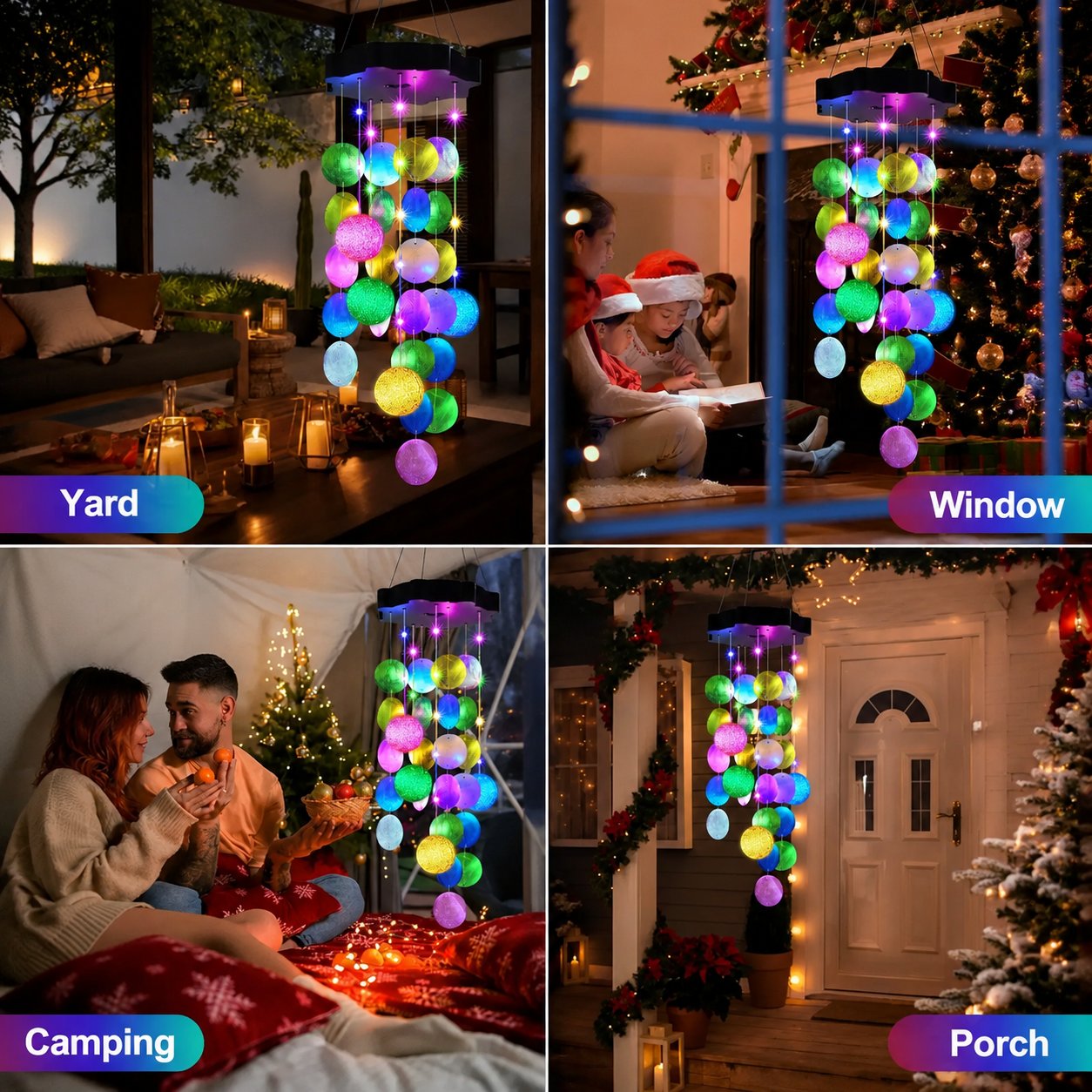 ✨Summer Garden Decor✨Colorful Solar Outdoor Shell Wind Chime Hanging Light!