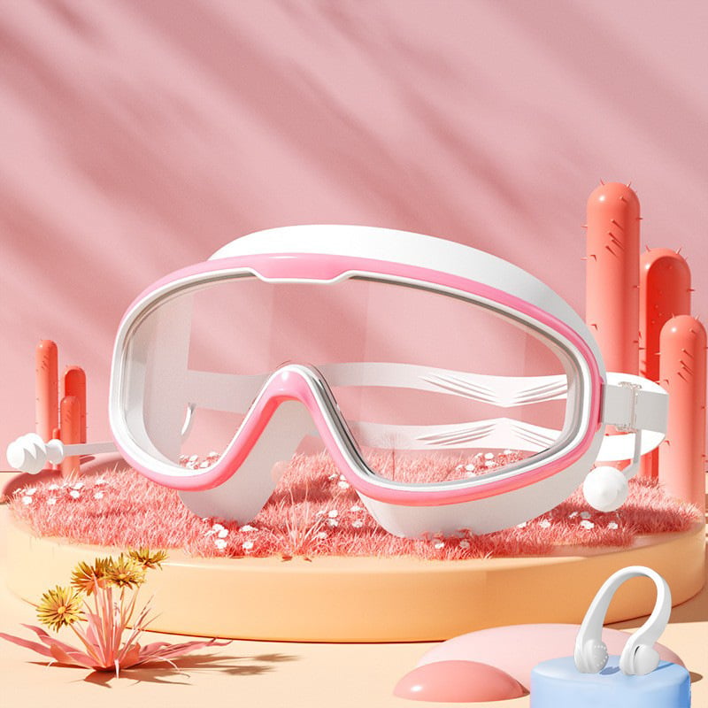 💥2026 New Arrival🎉-HD adult waterproof and anti-fog electroplated swimming goggles, swimming cap and nose clip set