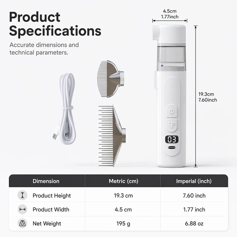 Electric Pet Flea Remover and Detangling Comb