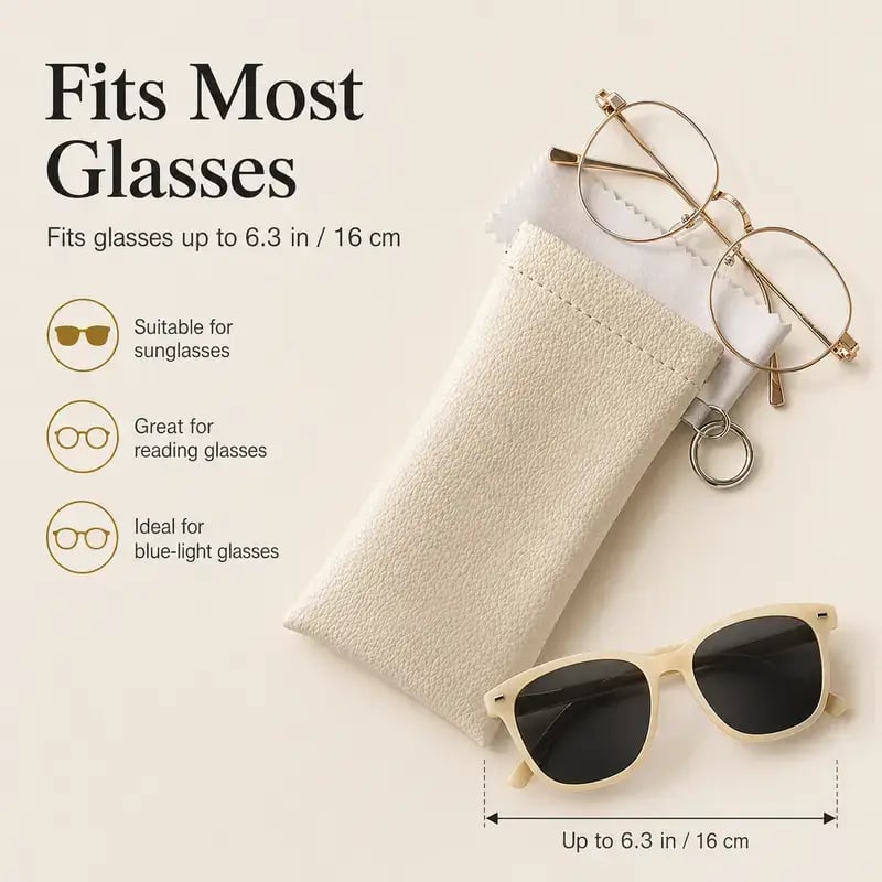 💥Buy 1 get 1 free 🔥Soft PU Leather Sunglasses Pouch Elastic Opening Eyeglasses Bag