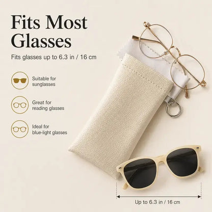 💥Buy 1 get 1 free 🔥Soft PU Leather Sunglasses Pouch Elastic Opening Eyeglasses Bag