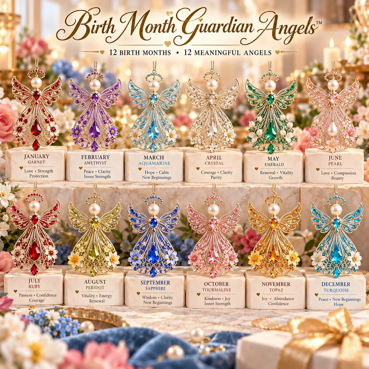 👼 Birth Month Guardian Angel | 12 Birthstone-Inspired Keepsakes for Meaningful Gifts ✨