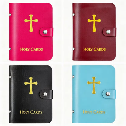 🙏Catholic Faux Leather Holy Card Holder – Pocket Prayer Card Organizer with Snap Closure🎁