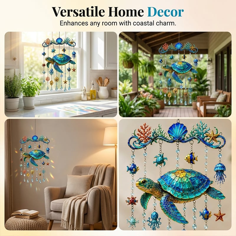 🔥HOT SALE🔥🐢Ocean Animal Acrylic Wind Chime—2D Turtle/Dolphin/Whale Style Hanging Ornament, Outdoor Garden Balcony Decor Handmade Gift