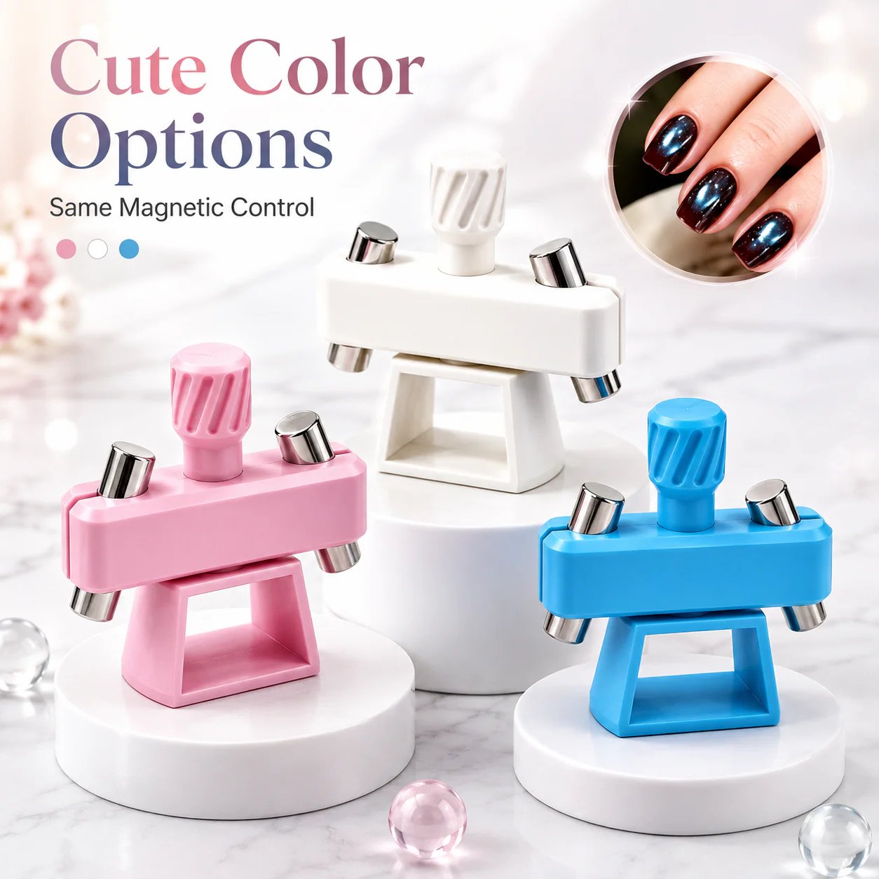 Glass Bead Cat-Eye Nail Magnet Tool | 3D Cat-Eye Manicure Tool