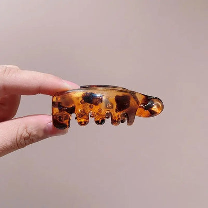 💎Women's 4 Non-Slip Banana Hair Clips - Vintage Oval Leopard Print, Amber and Black, Fashion Hair Accessories for Secure Ponytails, Bun Hairstyles