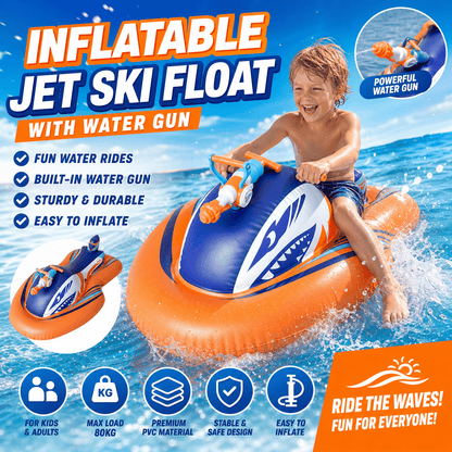 🌊 2-in-1 Shark Inflatable Jet Water Ski🚤 Built-in Water Gun