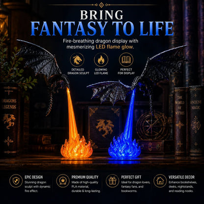 🐉🔥 3D Fire‑Breathing Dragon LED Light | Glowing Fantasy Bookshelf Decor
