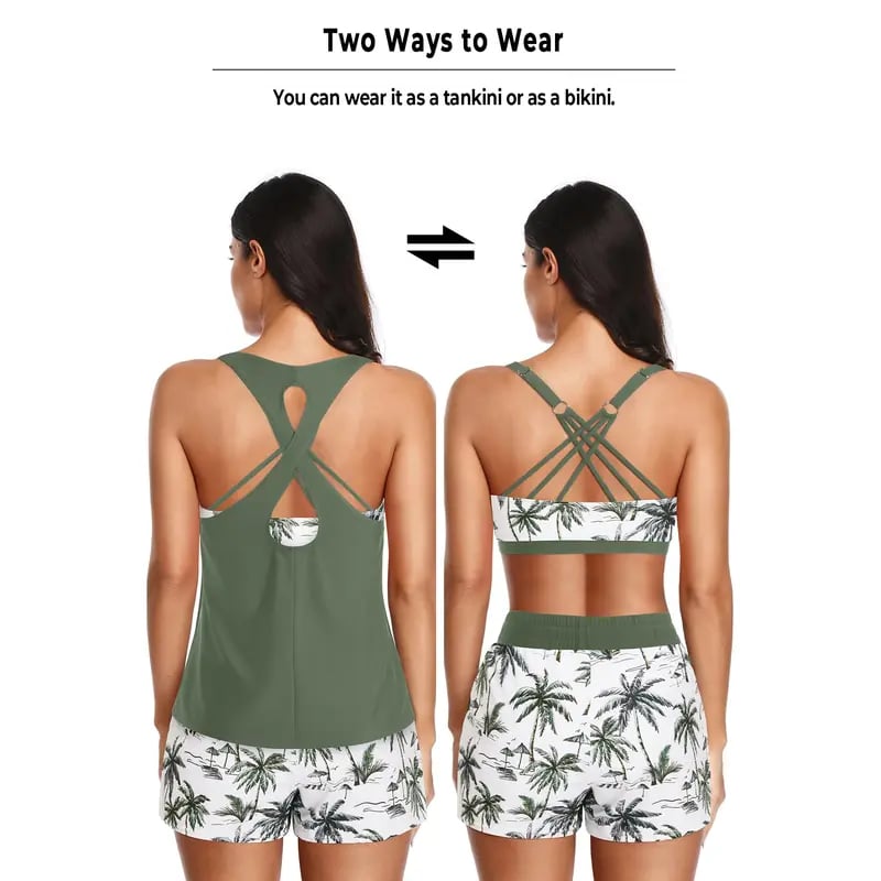 🏖️SUMMER SALE 49% OFF 🔥Aqua Eve Three Piece Tankini with Shorts🩱