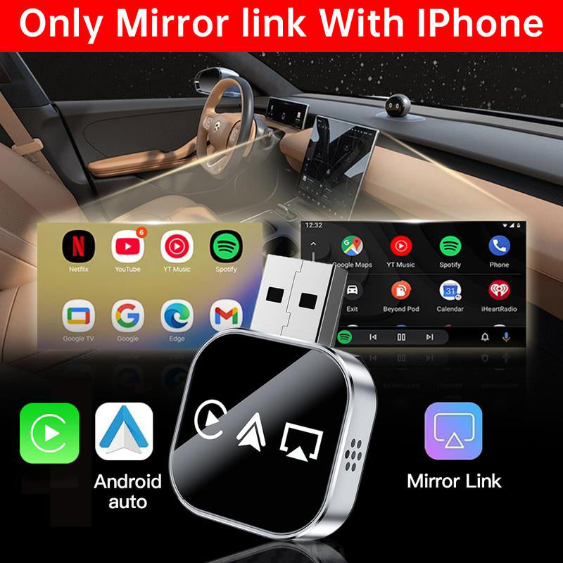 🔥2026 Upgrade 3 in 1 Wireless Carplay Mirror Link Adapter Instant Wired to Wireless Conversion Plug & PlayMini Stable Design for Wired Carplay,AirPlay