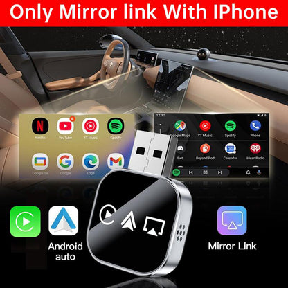 🔥2026 Upgrade 3 in 1 Wireless Carplay Mirror Link Adapter Instant Wired to Wireless Conversion Plug & PlayMini Stable Design for Wired Carplay,AirPlay