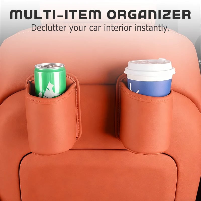 Leather Car Door Cup Holder – Wide‐mouth opening, easy reach for drinks & phone. Clip‐on secure fit. PU leather, tough & stylish. 🛡️✨