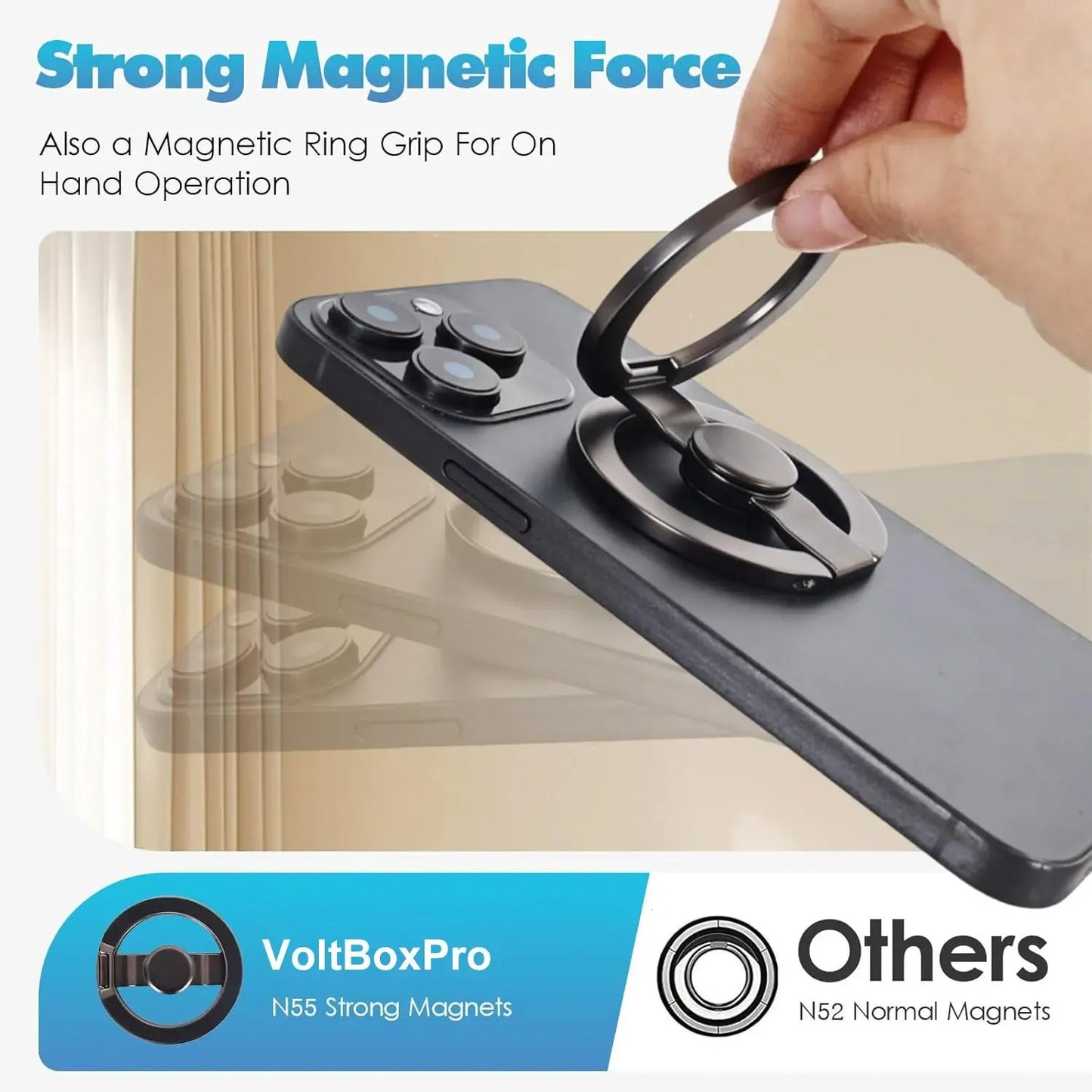 🧲 Magnetic Phone Stand & Fidget Spinner Combo – 360° Foldable Ring Holder with Strong Magnetic Grip, MagSafe Compatible Phone Stand for Desk, Car & Travel