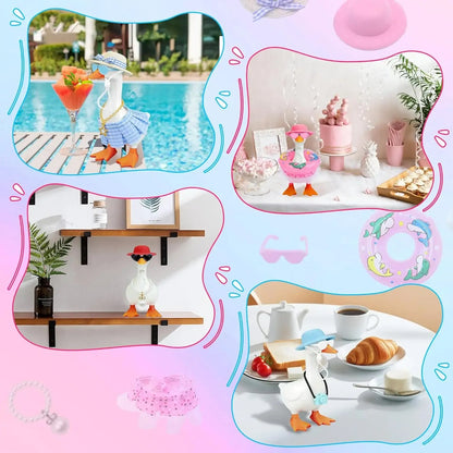 16PCS Mini Desk Goose Outfit Set