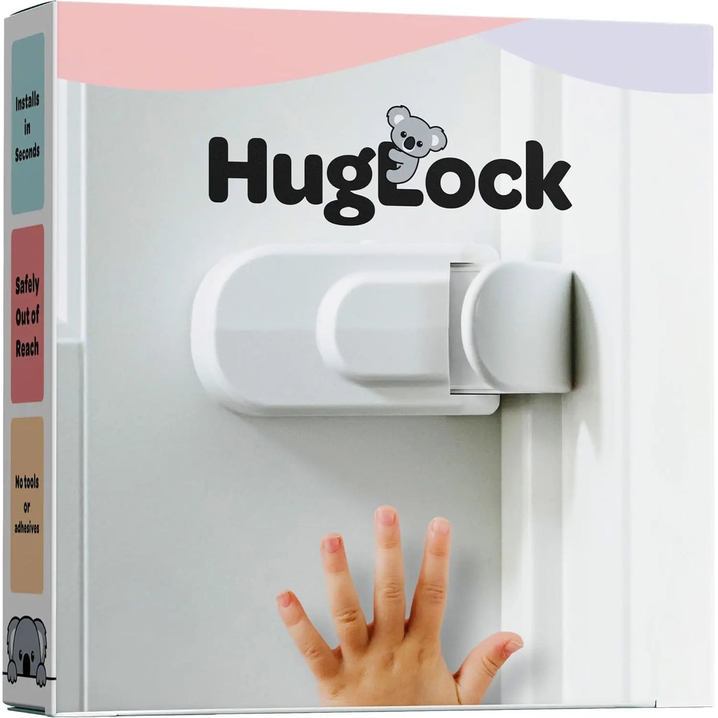 HugLock Snap-On Childproof Door Lock - No Drill, No Adhesive Interior Door Safety Latch, Out-of-Reach Toddler Proof Lock (Unlocks from Both Sides)