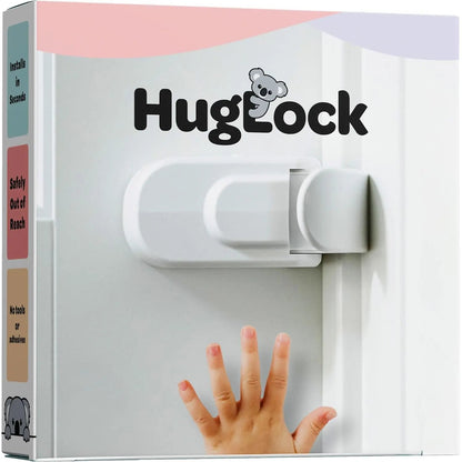 HugLock Snap-On Childproof Door Lock - No Drill, No Adhesive Interior Door Safety Latch, Out-of-Reach Toddler Proof Lock (Unlocks from Both Sides)