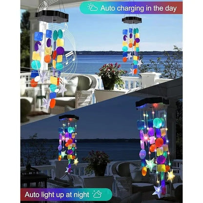 🎁49% OFF - 🌈 ✨ Solar-Powered Seashell Wind Chime Light