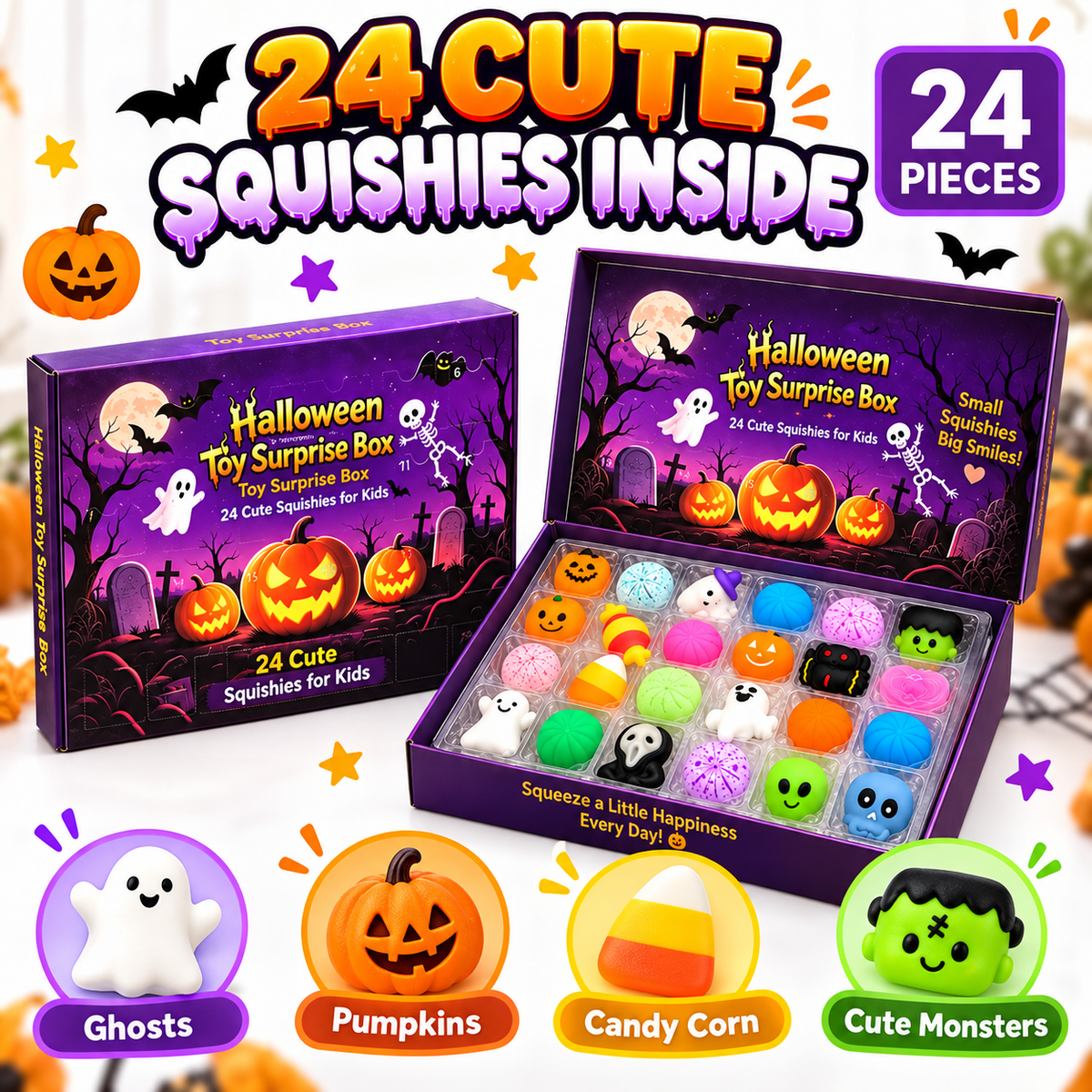 🔥24-Piece Halloween Squishy Surprise Box