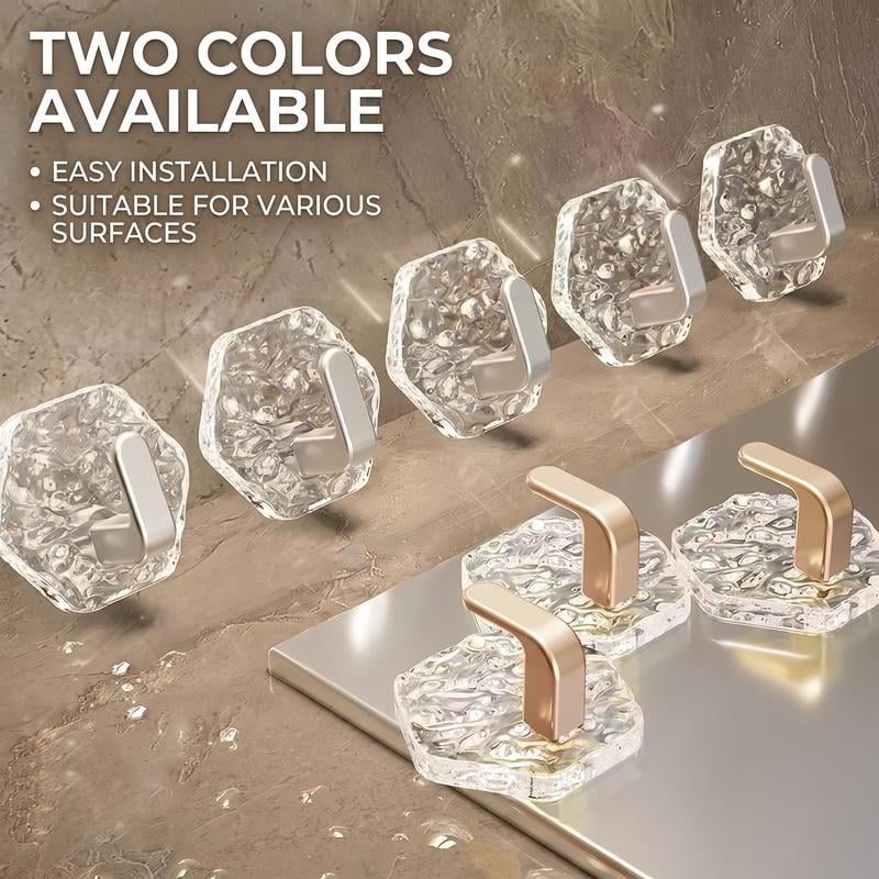 🔥Self-Adhesive Hooks 10/20 Pack Hexagonal Ripple Design Heavy Duty Sticky Hooks
