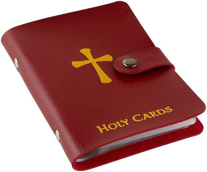 🙏Catholic Faux Leather Holy Card Holder – Pocket Prayer Card Organizer with Snap Closure🎁