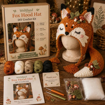 🐉🧶 Fantasy Hood Hat DIY Crochet Kit – Stitch Your Own Magical Character