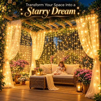 Cascading Starry Window Curtain Lights for Bedroom & Party