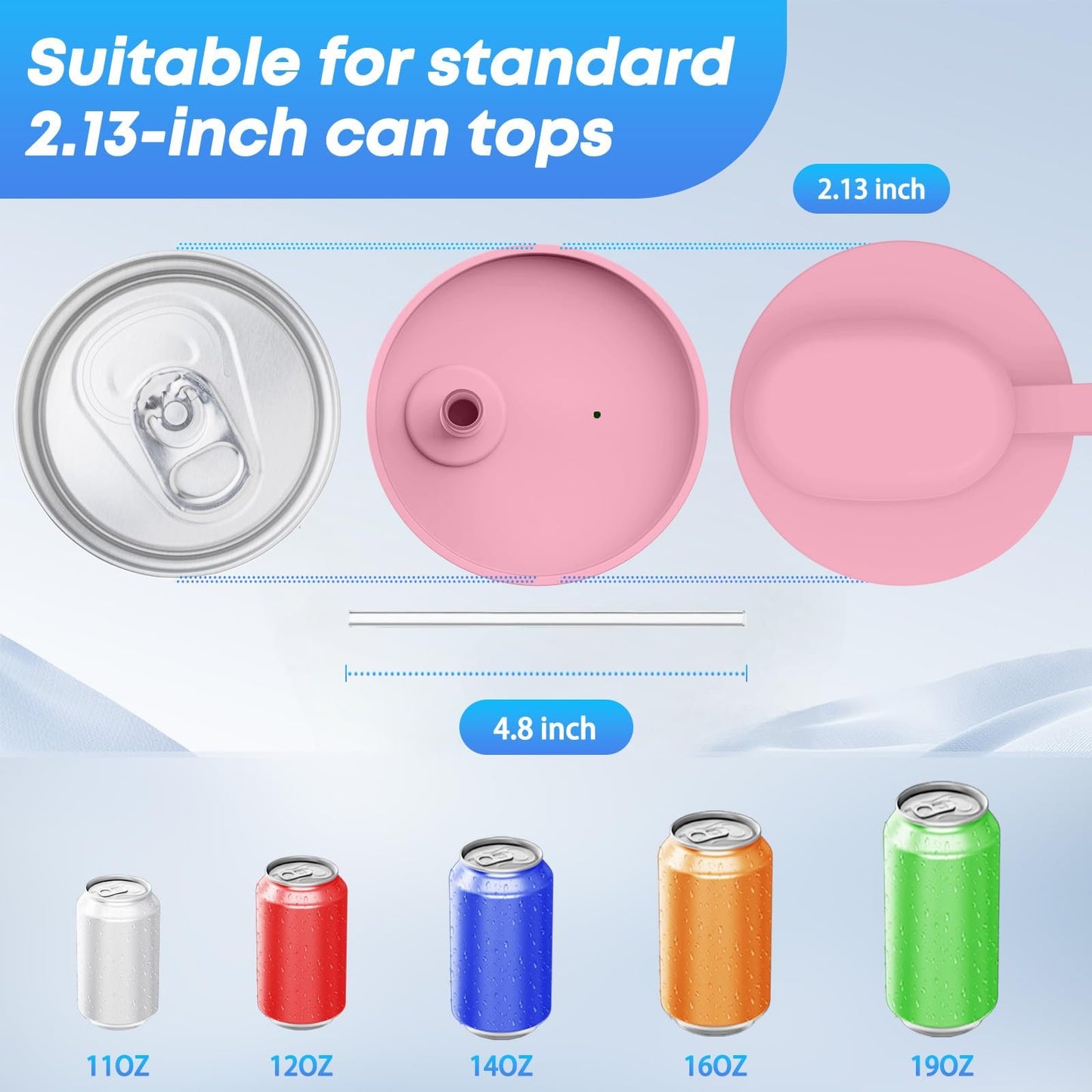 3pcs Soda Can Lids with Straws, Reusable Silicone Pop Can Lids for Canned, BPA-Free