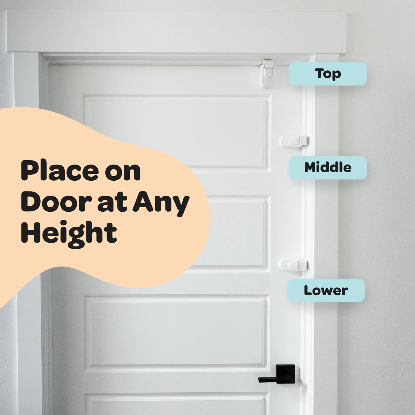 HugLock Snap-On Childproof Door Lock - No Drill, No Adhesive Interior Door Safety Latch, Out-of-Reach Toddler Proof Lock (Unlocks from Both Sides)