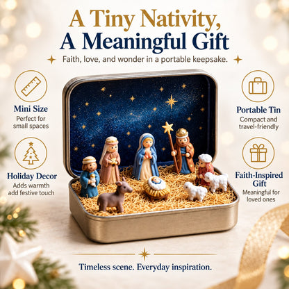 🔥HOT SALE 49% OFF - ✝️Religious Pocket-Size Mini Nativity Scene Set with Storage Box