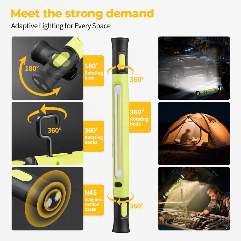 🔥Under Hood Work Light Bar, 3000LM LED Magnetic Light Bar with Hooks, 5200mAh
