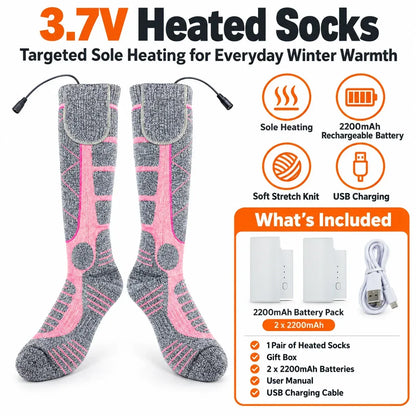 🔥 Rechargeable Heated Socks | 3 Heat Levels with Targeted Sole Warmth & 2 × 2200mAh Batteries ❄️