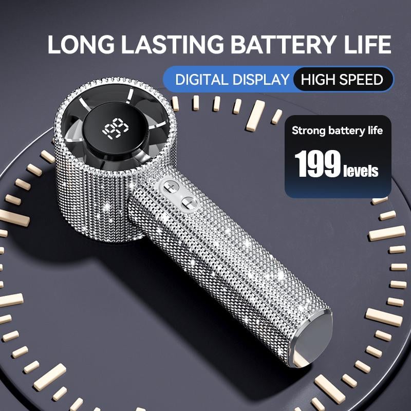 Full Diamond Luxury Craftsmanship Portable Handheld Turbo Fan
