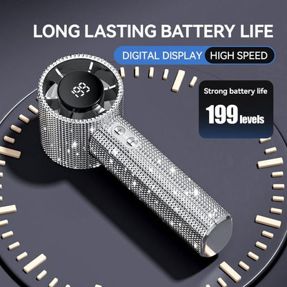 Full Diamond Luxury Craftsmanship Portable Handheld Turbo Fan