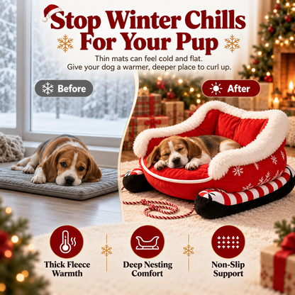 🎄Their Own Christmas Sleigh – Cozy Plush Pet Bed for Dogs & Cats