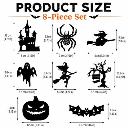 🎃8 Pack Halloween LED Silhouette Wall Light Stickers, Battery Powered Peel & Stick Decor Lights
