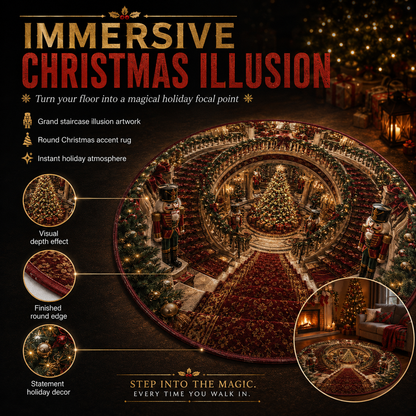 🎄🔥 Christmas 3D Illusion Rug – Magical Holiday Portal Floor Decor