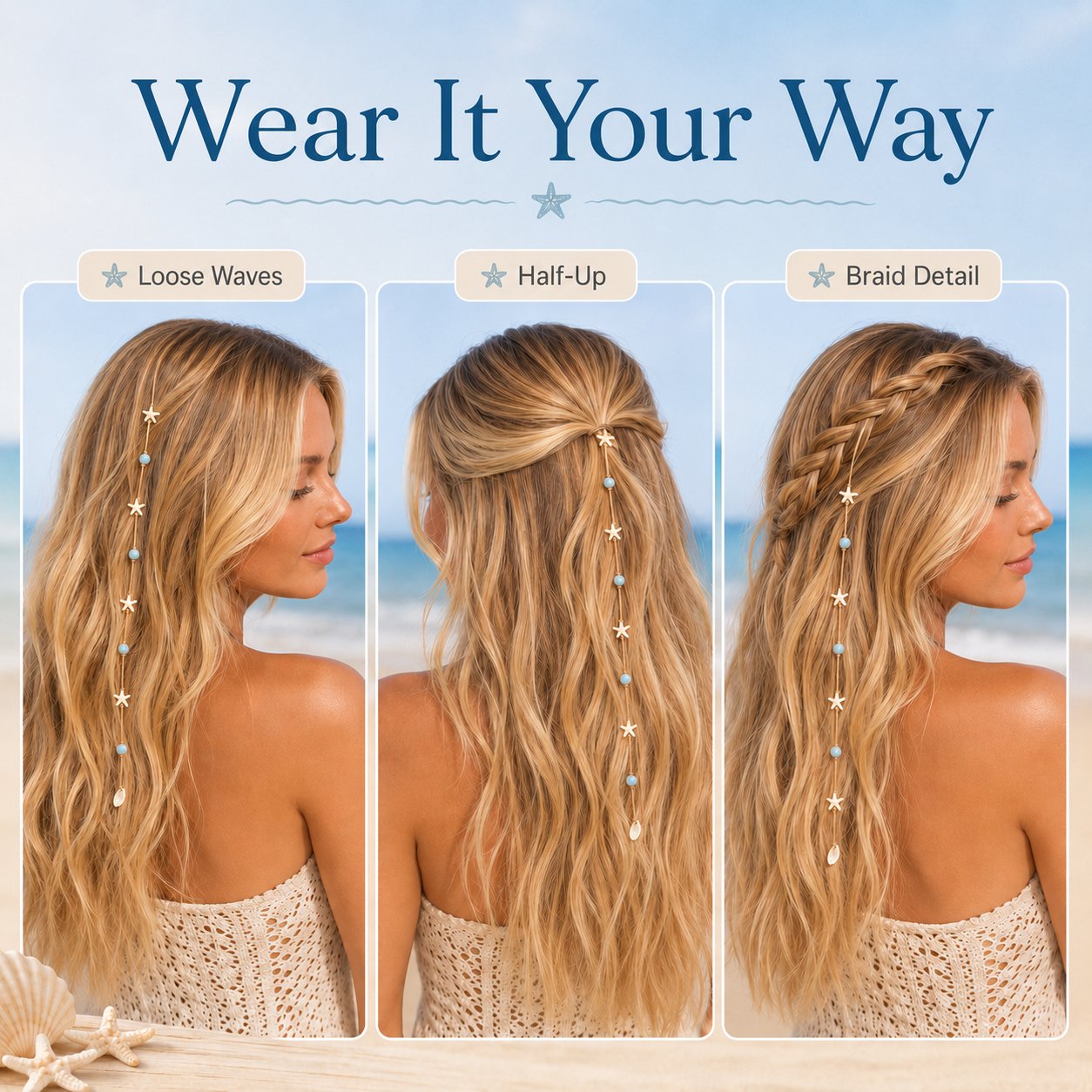 🌊⭐Beachy Mermaid Hair Accent