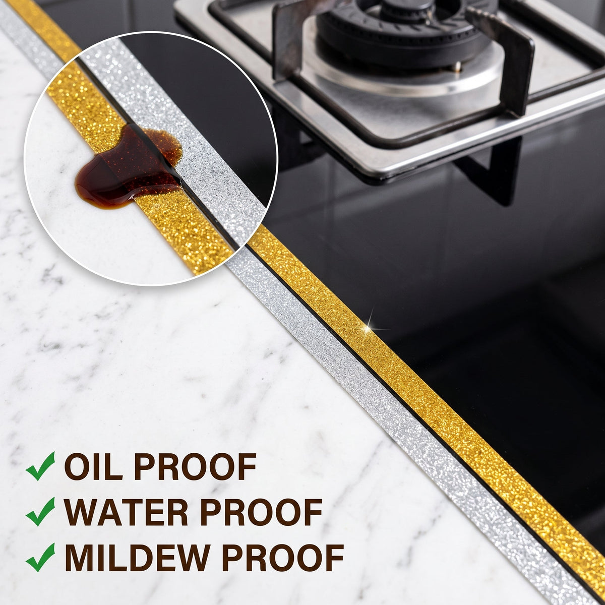 🛠6m Ceramic Tile Gap Mildewproof Waterproof Self-Adhesive Caulk Strip