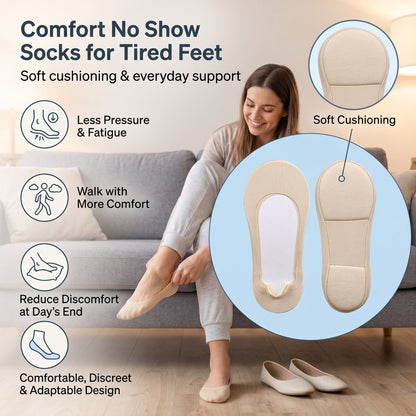 🧦6/10/20pairs Cushioned No-Show Socks with Padded Support for Everyday Walking Comfort