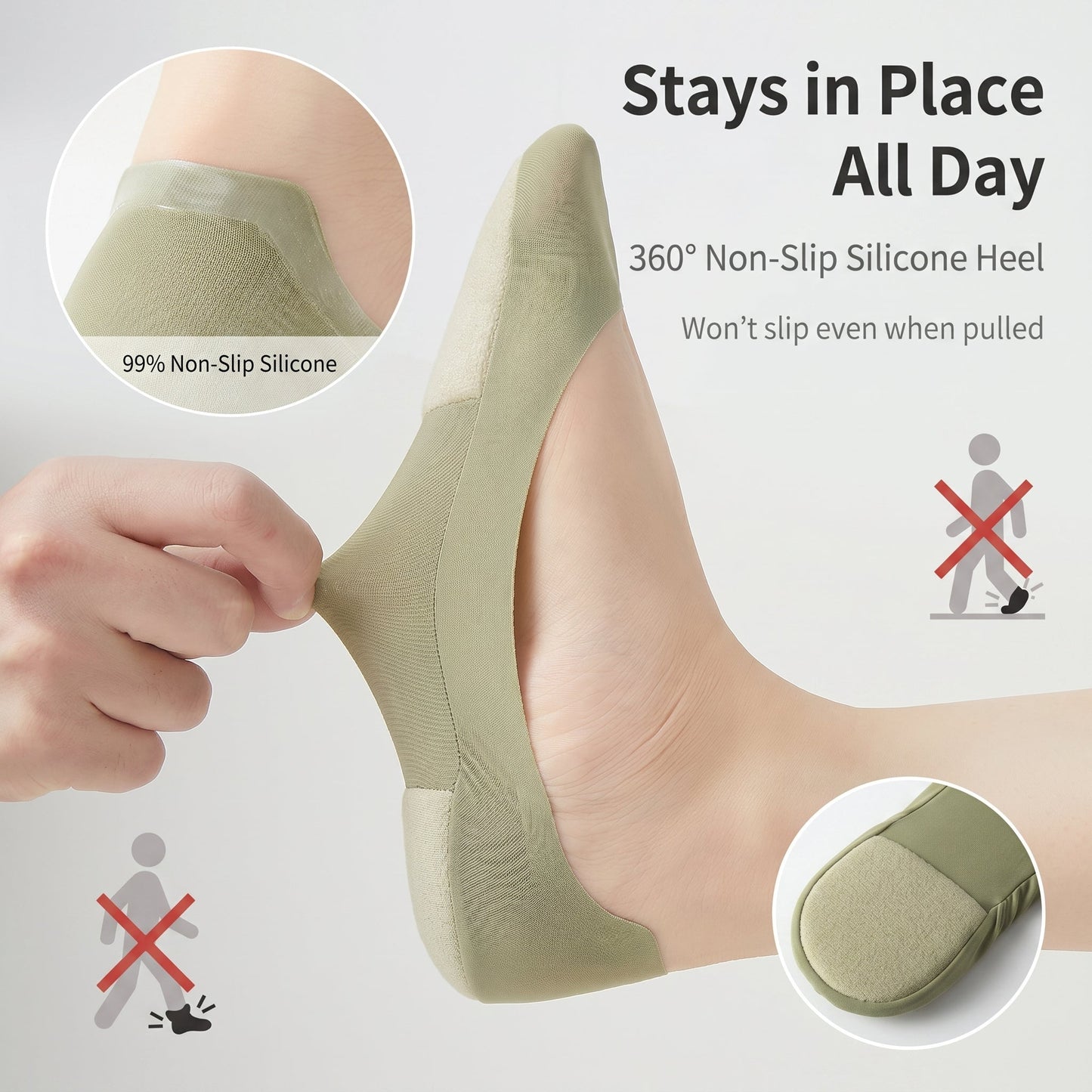 🧦Cushioned No-Show Socks for Women | Non-Slip Ice Silk Invisible Boat Socks with Double Sponge Footpads