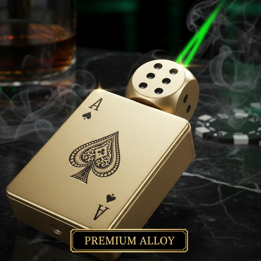🎉Buy 1 Get 1 Free🎲Windproof Poker Dice Rotating Cigar Lighter, Butane Refill (Not Included)