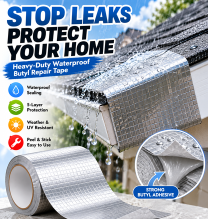 🏠 5-Layer Heavy-Duty Waterproof Butyl Tape – Self-Adhesive Roof Leak Repair & Sealing Tape